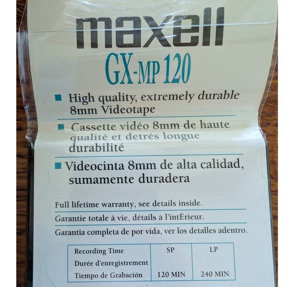 Maxell Camcorder tapes 8 mm GX-MP 120 Videocassette 8 Pair 2 Pack Sealed Blank - Picture 3 of 5